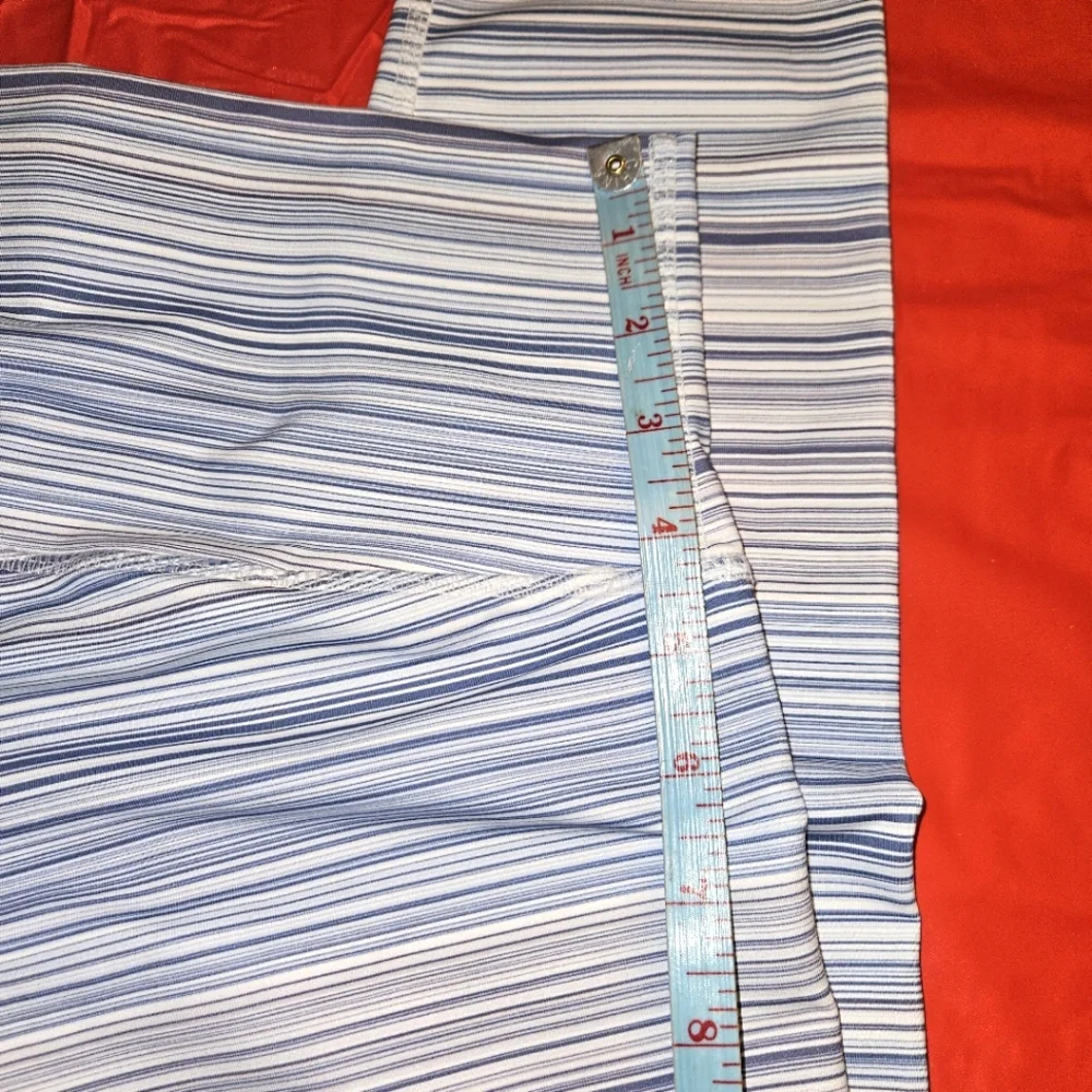 D.Y.I. Define Your Inspiration High Waisted Stripe Leggings szM Blue Gray White - Picture 7 of 8